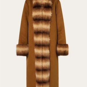 Anouk Yve Camel Faux Fur Coat